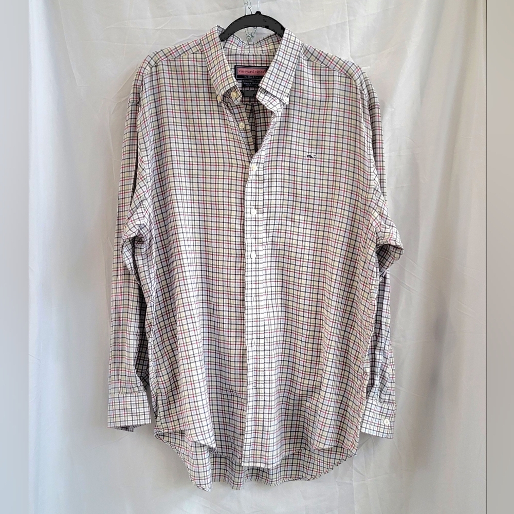 Vineyard Vines Shirt Performance Classic Fit Mens‎ L Button Down Plaid